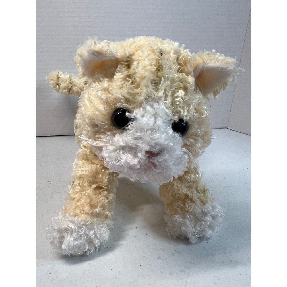 Gund Bootsie Cream White Curly Fur Cat Plush Stuffed Animal 001137 9 Inch